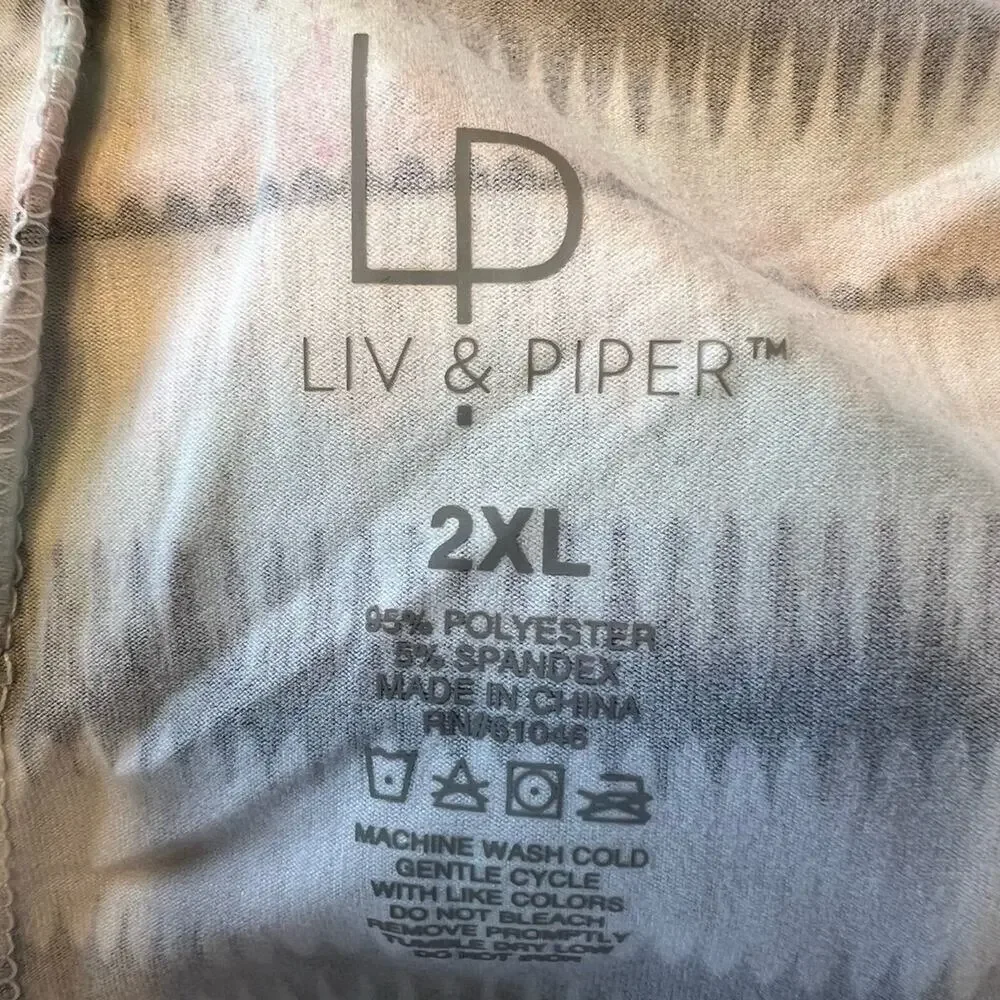 Liv & Piper Leggings, Ankle Detail Criss Cross, Multi-color, Women's 2XL